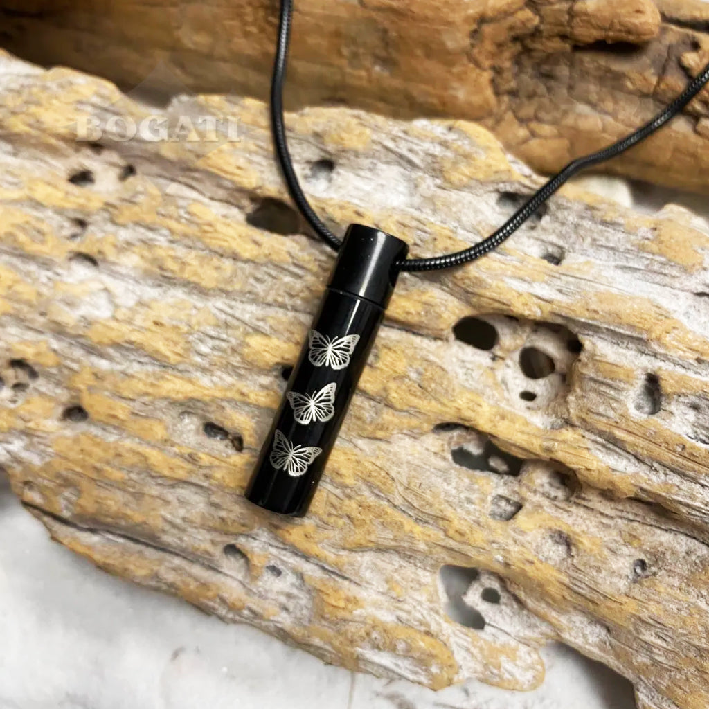 J-301 - Black Cylinder with Three Butterflies