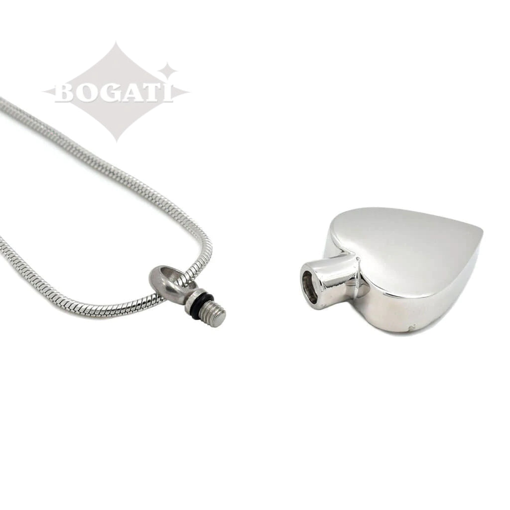 J-272 - Single White Paw Print Heart - Pendant with Chain