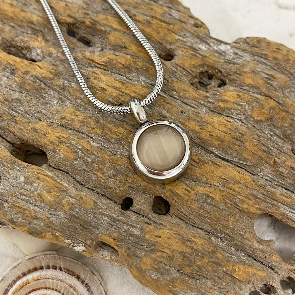 Stone Moon drop in sand color - Cremation Pendant