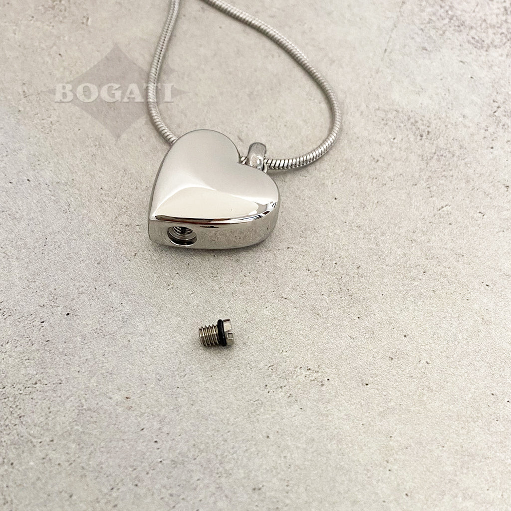 J-455 - Etched Paw Print Heart - Silver-tone - Pendant with Chain