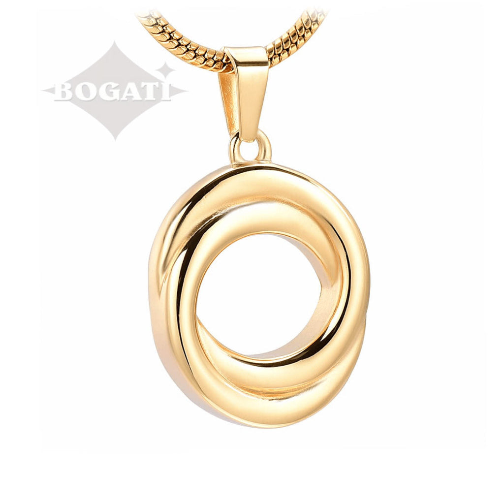 J-503 - Double Rings - Gold -tone - Pendant with Chain