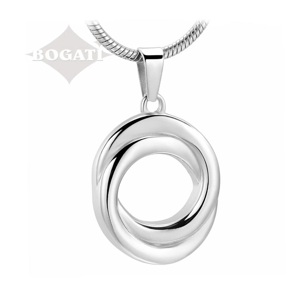 J-503 - Double Rings - Silver-tone - Pendant with Chain