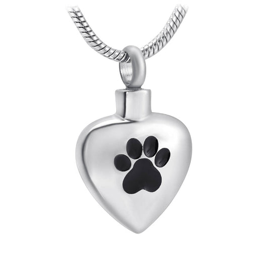 J-504 - Heart with Single Paw Print - Pendant with Chain