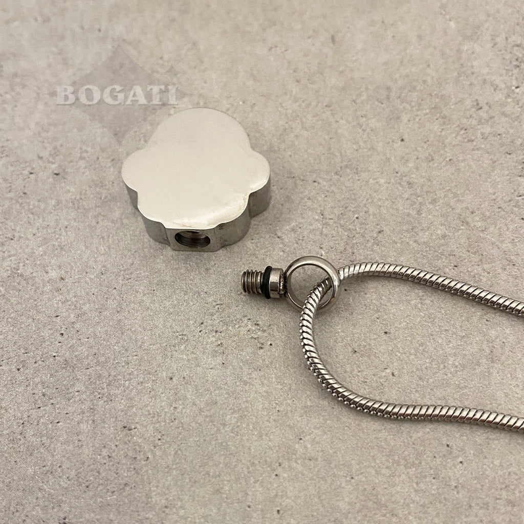 J-620 - Black Paw - Silver-tone - Pendant with Chain