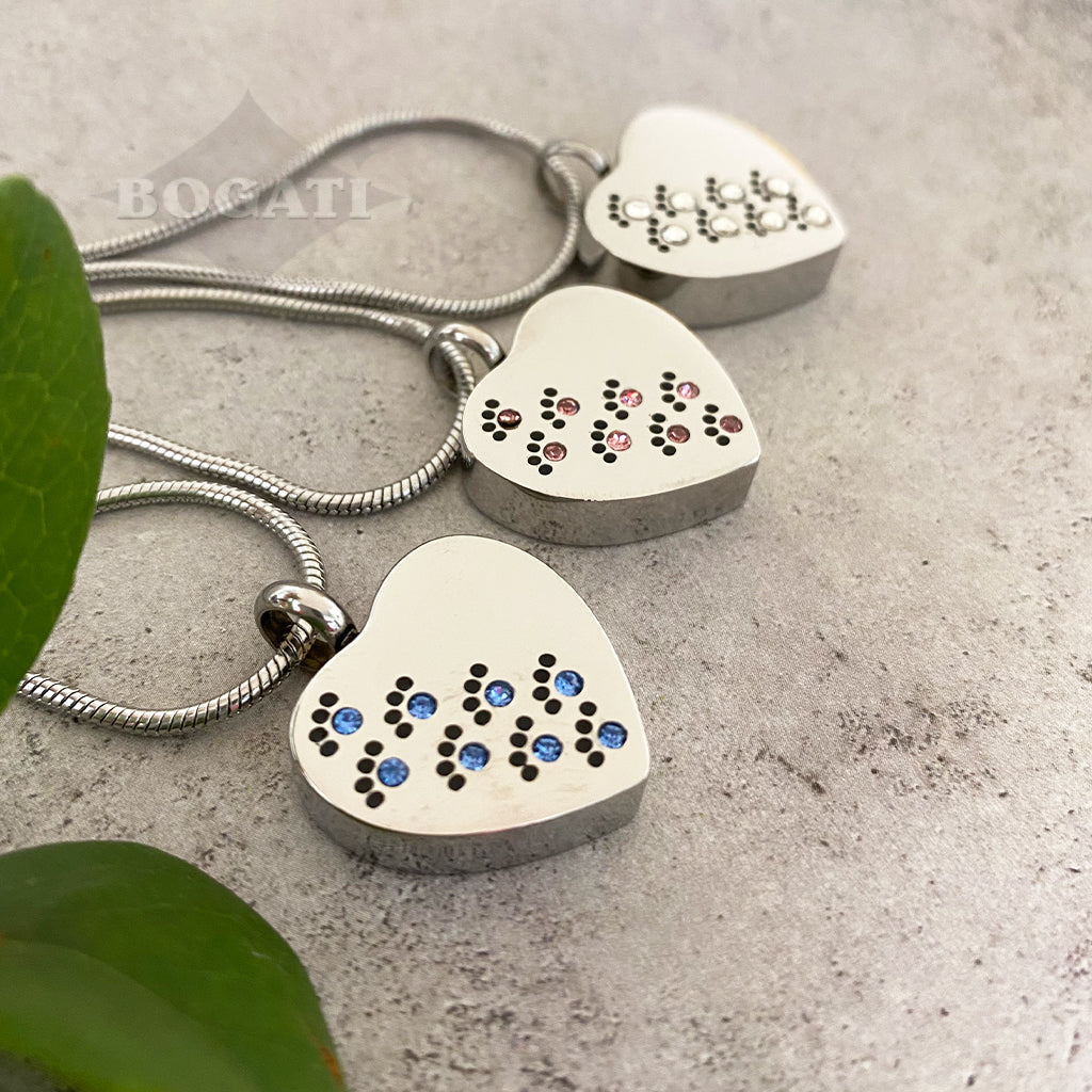 J-623 - Silver-tone Heart with Paw Print Rhinestones - Pendant with Chain