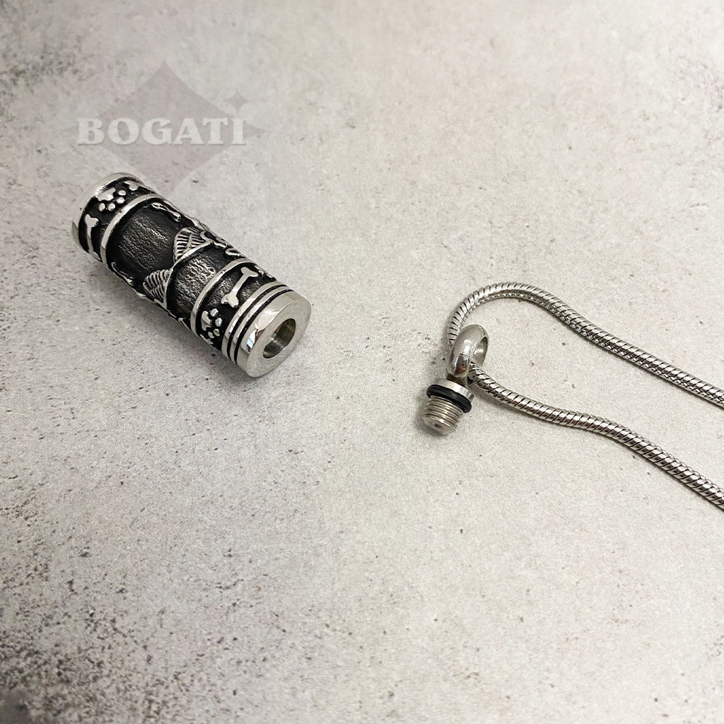 J-628 - Guardian Dog with Paw Prints and Bones - Pendant with Chain