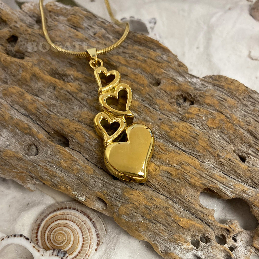 J-6779 - Four Hearts - Gold-tone - Pendant with Chain