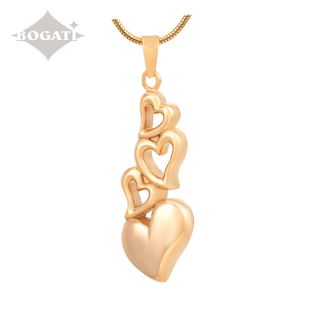 J-6779 - Four Hearts - Gold-tone - Pendant with Chain