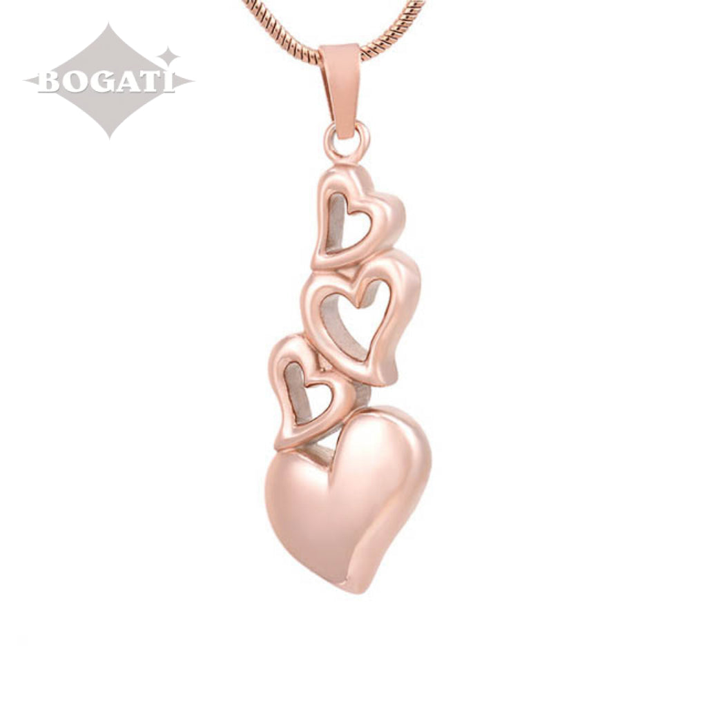 J-6779 - Four Hearts - Rose Gold-tone - Pendant with Chain