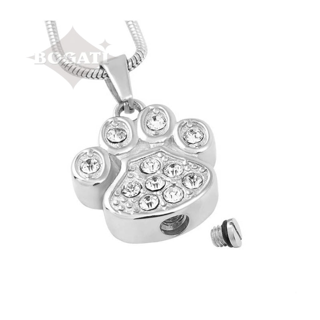J-756 Paw with Rhinestones – Pendant with Chain -opens from the base