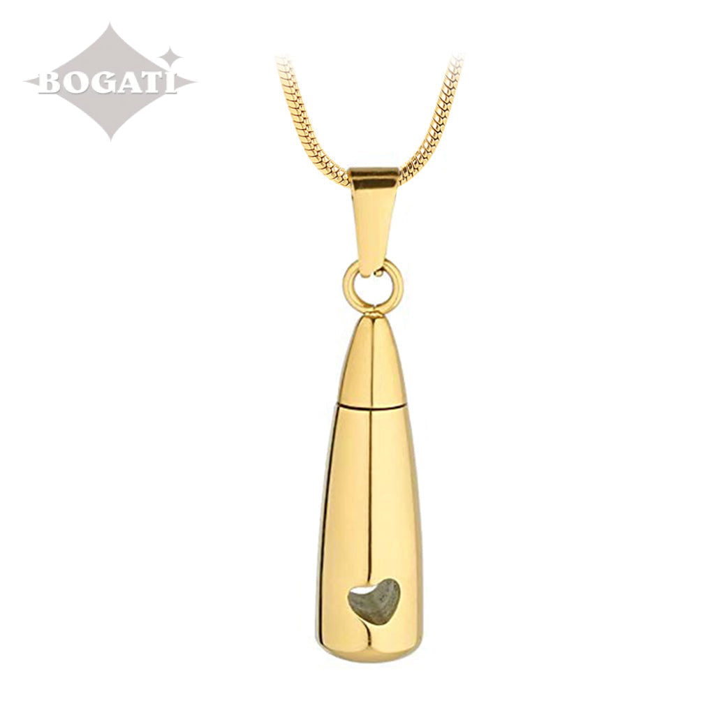 J-793 - Heart Teardrop - Pendant with Chain - Gold