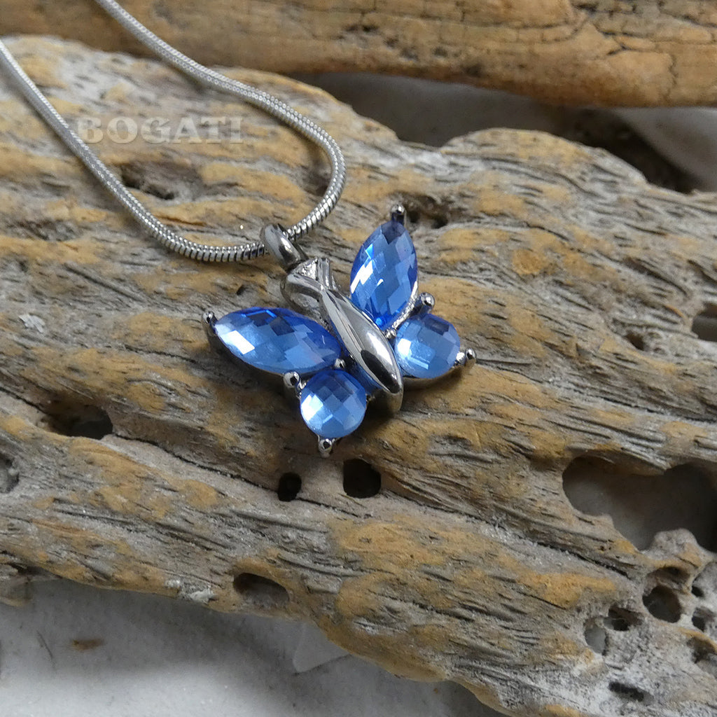 J-7948 - Cut Glass Butterfly - Pendant with Chain