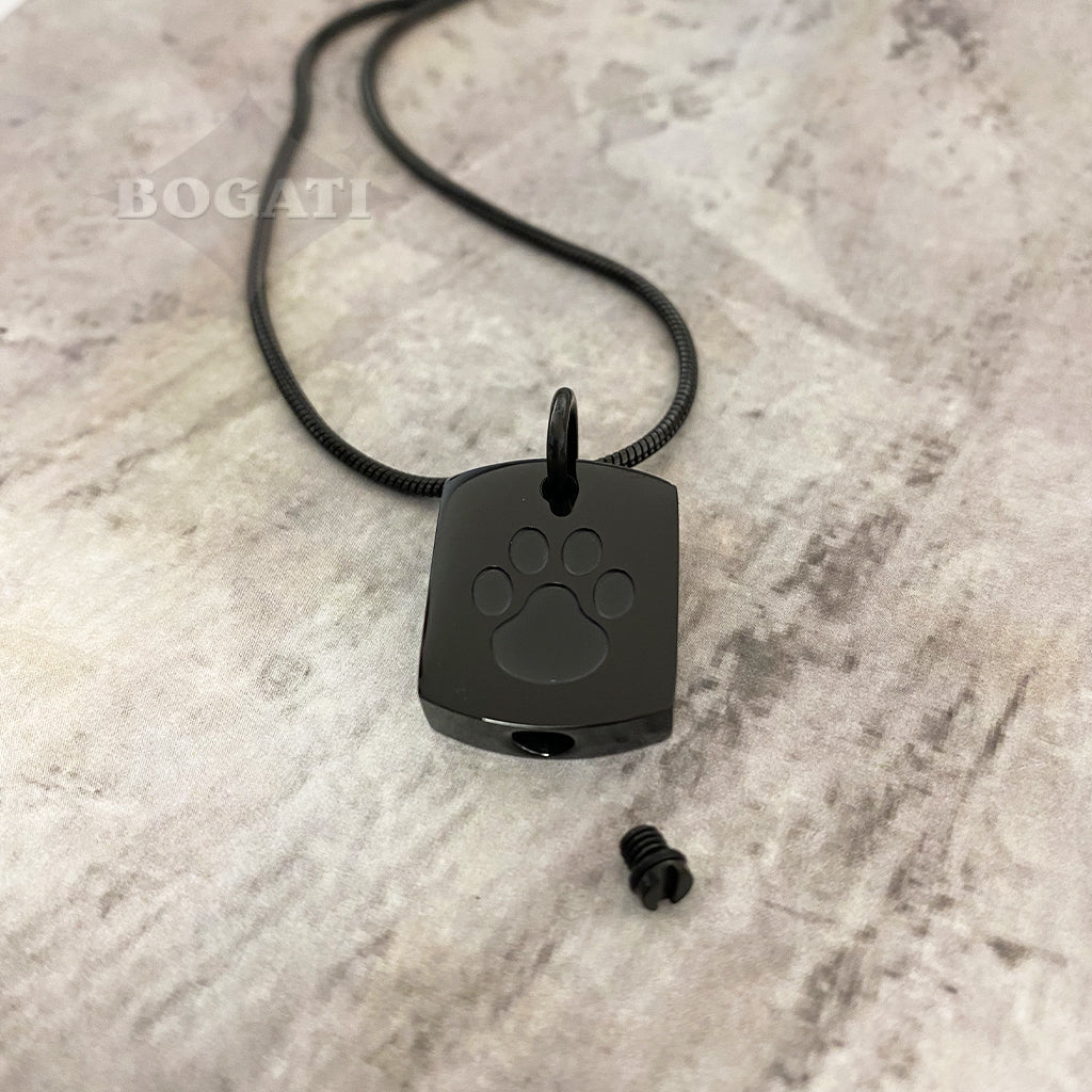 J-8003 Tag with Paw Print - Pendant with Chain