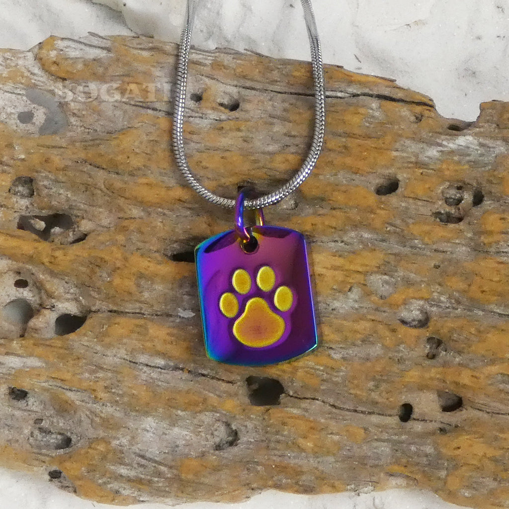 J-8003 Tag With Paw Print - Pendant Chain