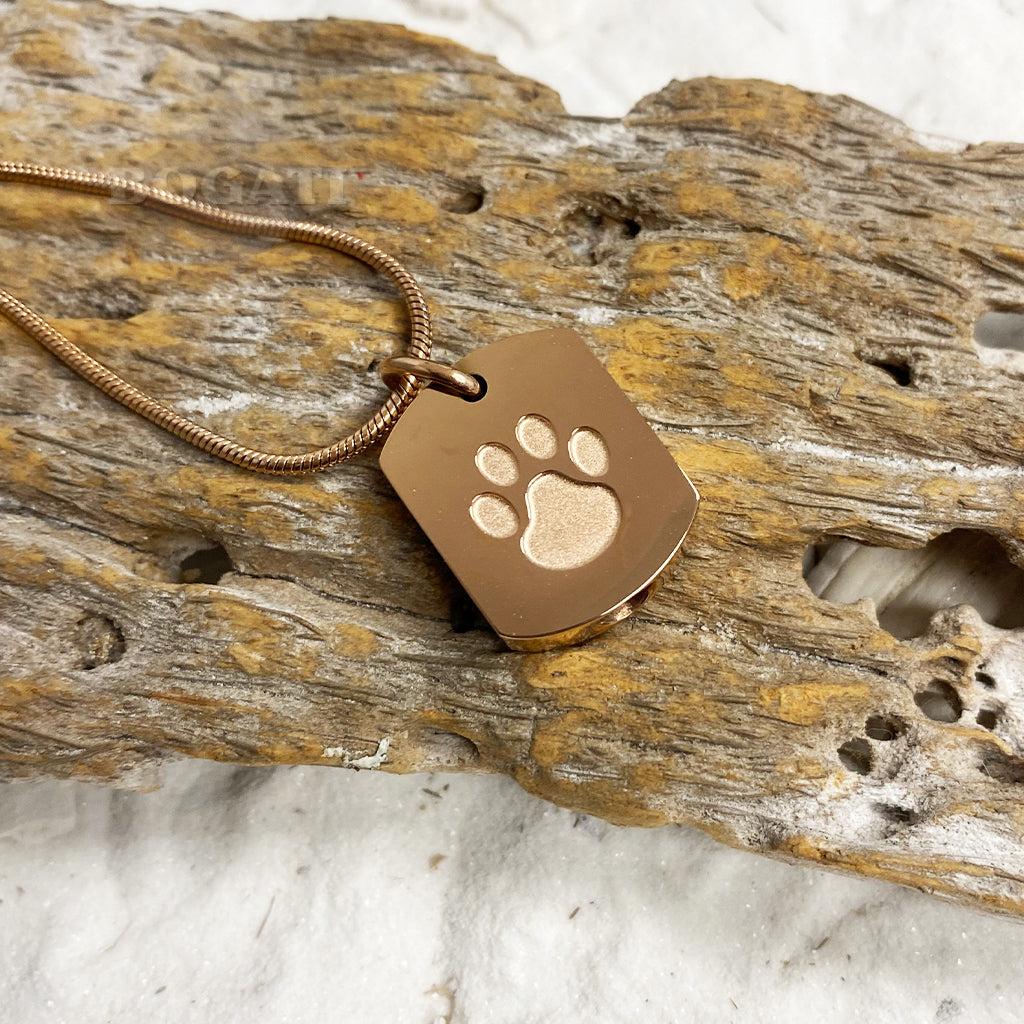 J-8003 Tag with Paw Print - Pendant with Chain