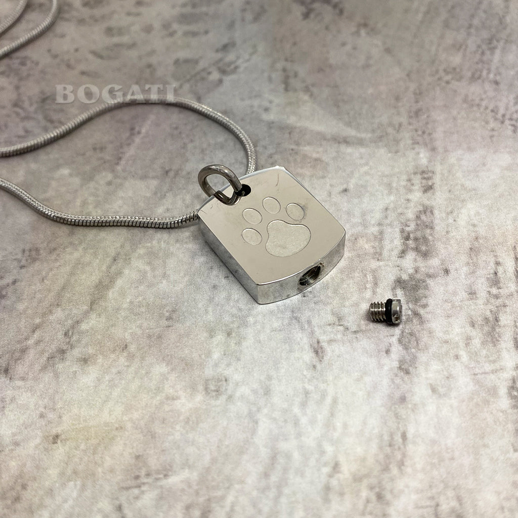 J-8003 Tag with Paw Print - Pendant with Chain