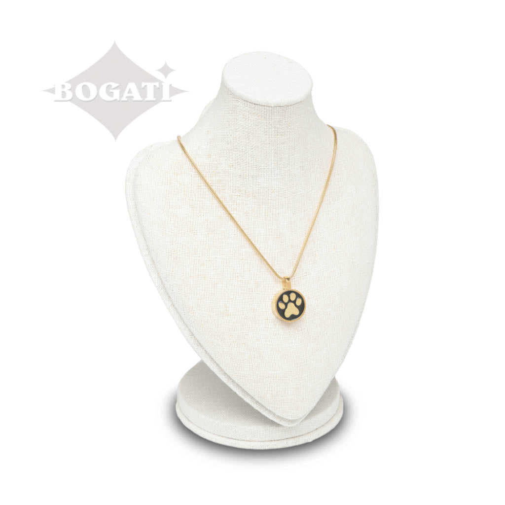 J-886 - Circle with Paw Print - Pendant with Chain