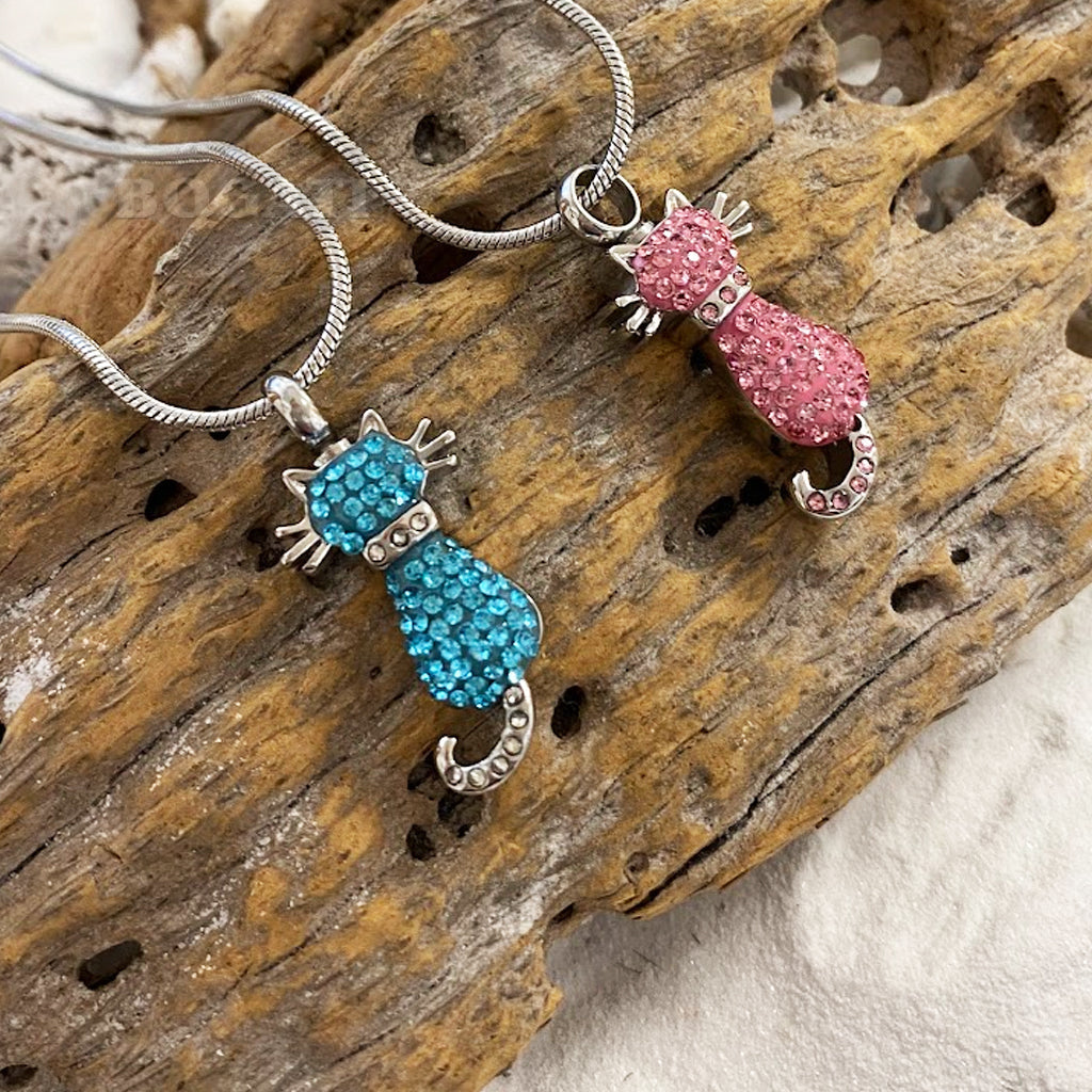 J-921 - Cat With Rhinestones Pendant Chain