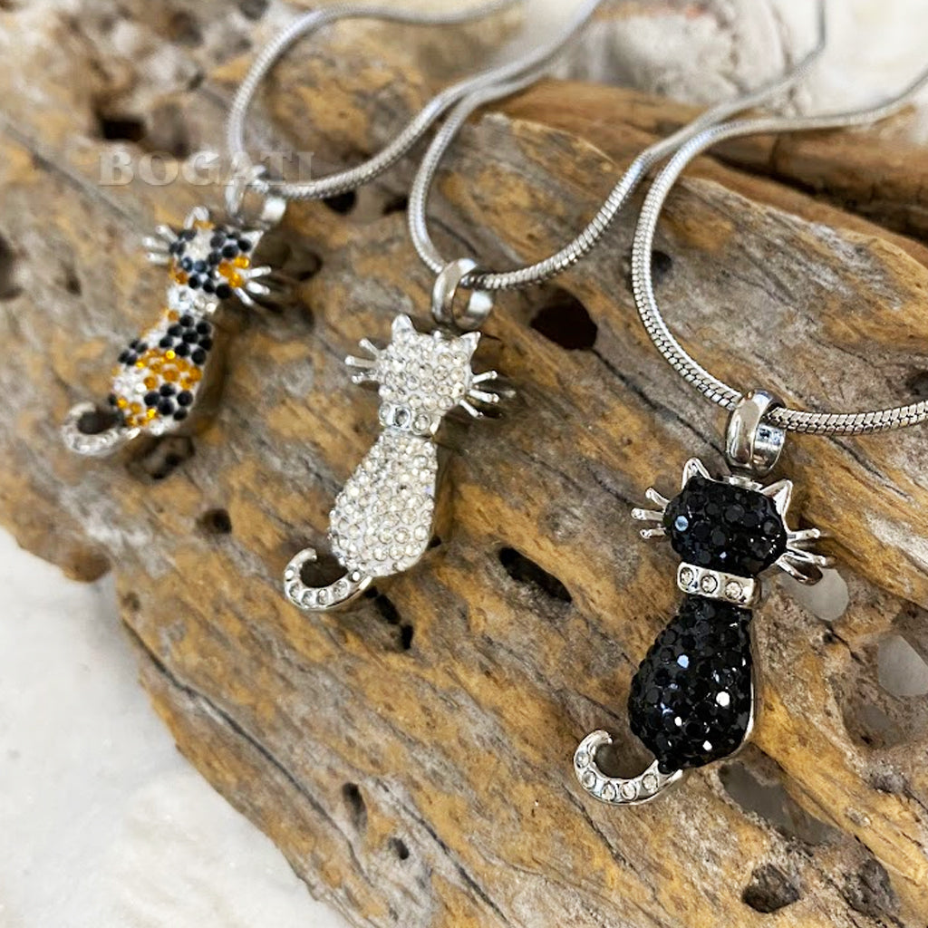 J-921 - Cat With Rhinestones Pendant Chain