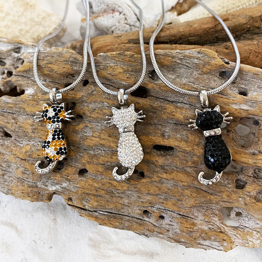 J-921 - Cat With Rhinestones Pendant Chain