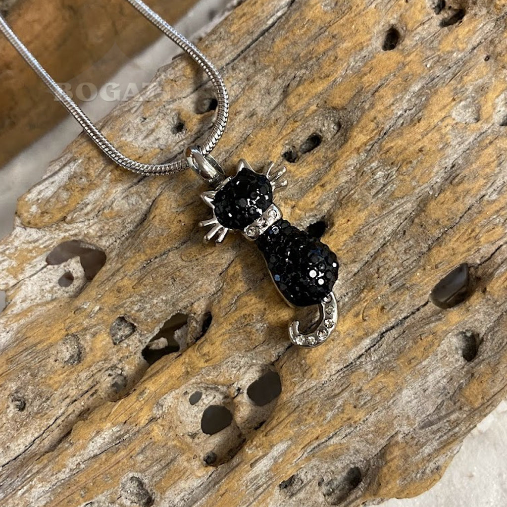 J-921 - Cat With Rhinestones Pendant Chain