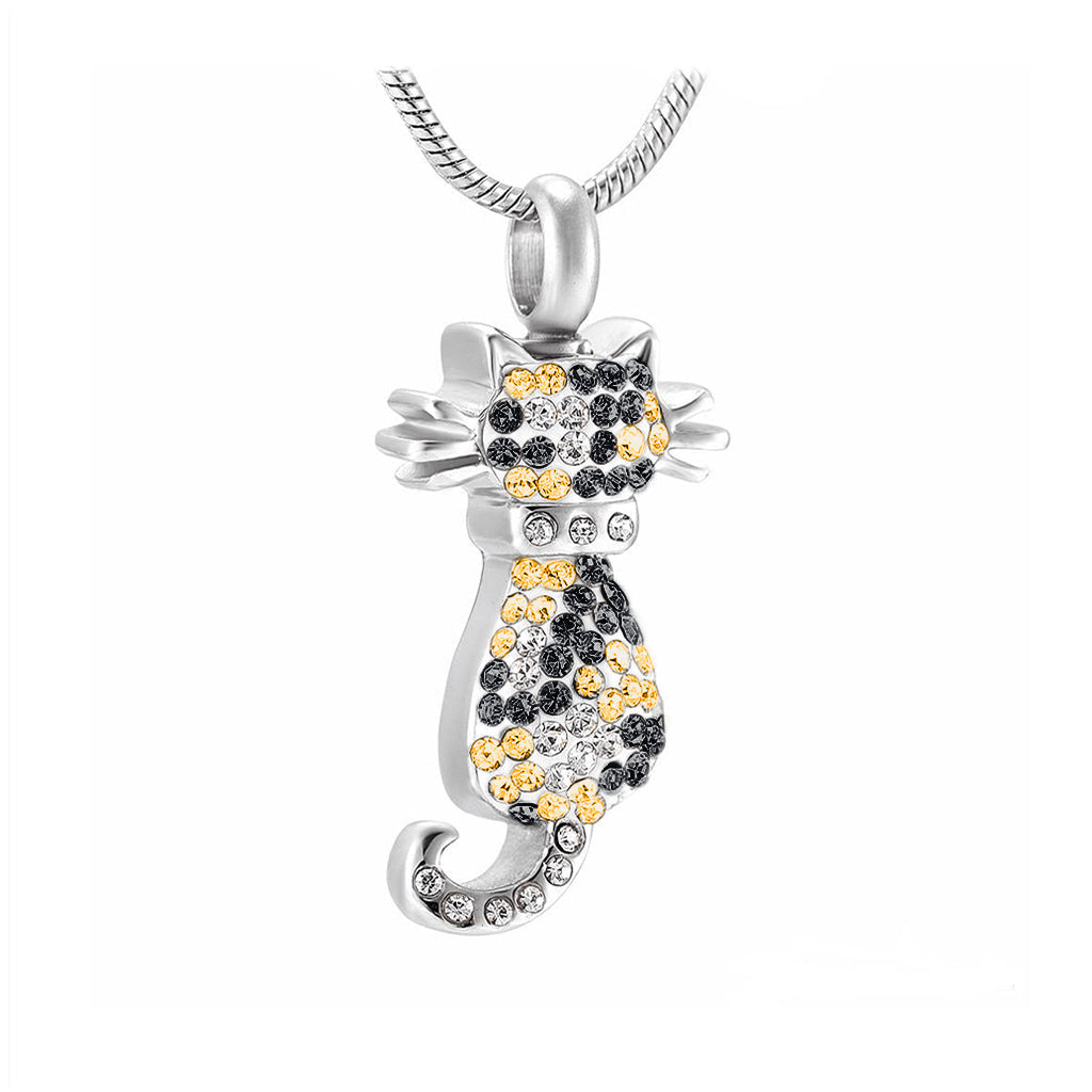 J-921 - Cat With Rhinestones Pendant Chain