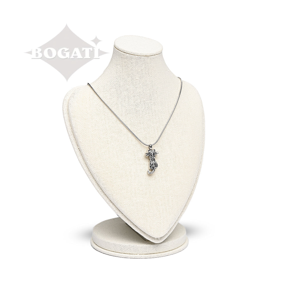 J-921 - Cat with Rhinestones - Pendant with Chain