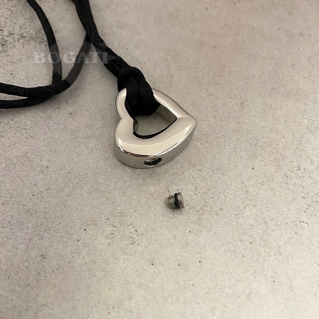 J-952 - Silver Open Heart - Pendant with Cord