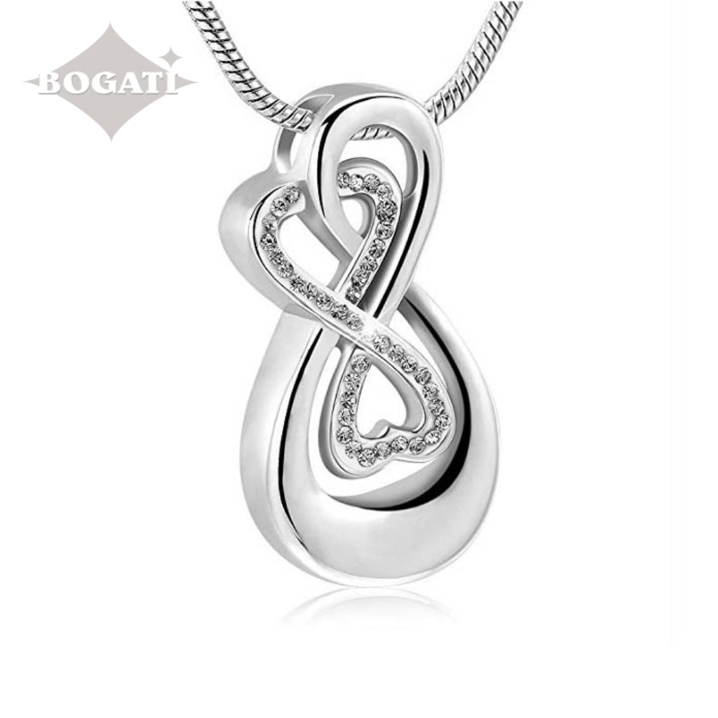 J-993 - Double Infinity with Rhinestones - Pendant with Chain - Clear