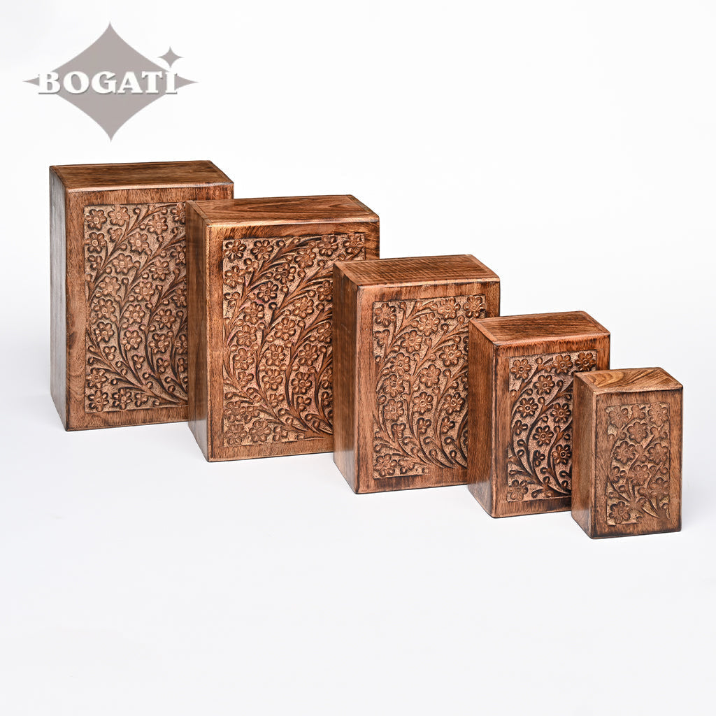 EXTRA SMALL Mango wood Urn -2820 - Tree of Life