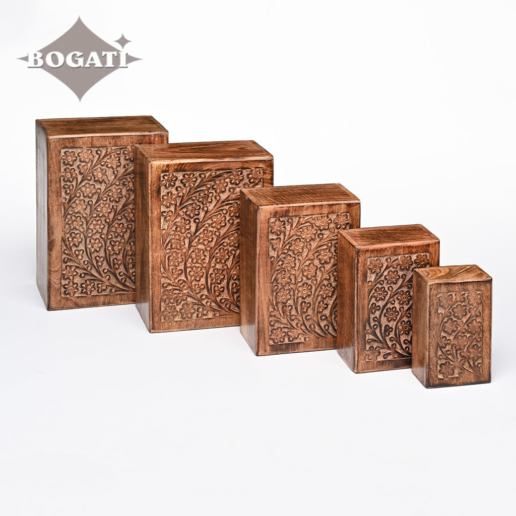 LARGE Mango wood Urn -2820 - Tree of Life