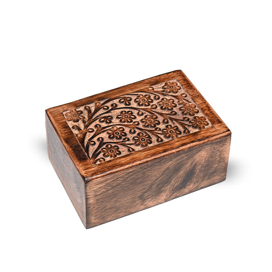 SMALL Mango wood Urn -2820 - Tree of Life