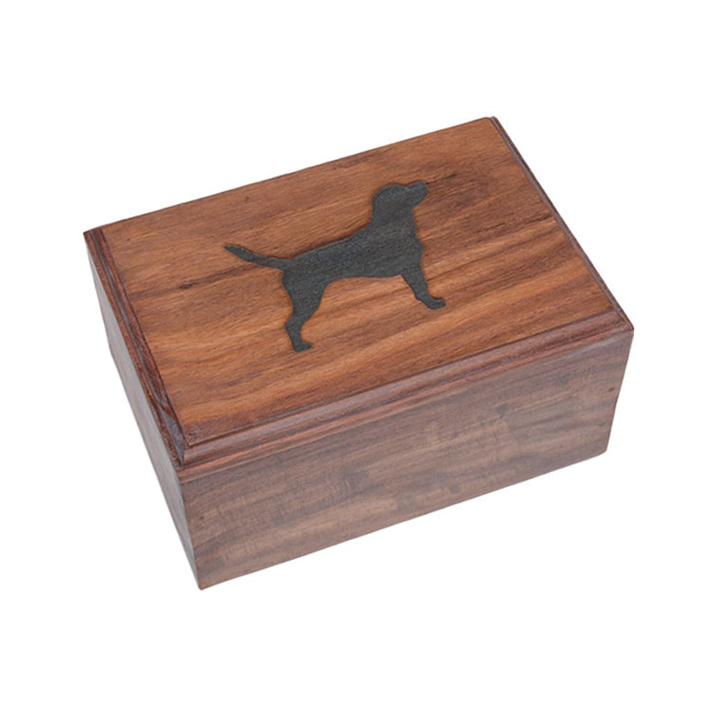 IMPERFECT SELECTION - MEDIUM Rosewood Urn -2705- Bevel Edge - Dog Silhouette