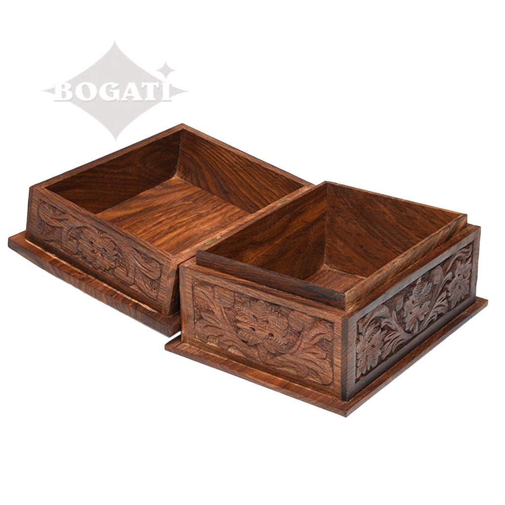 ADULT - Rosewood Memory Box Urn - Rustic look - Leaf Design