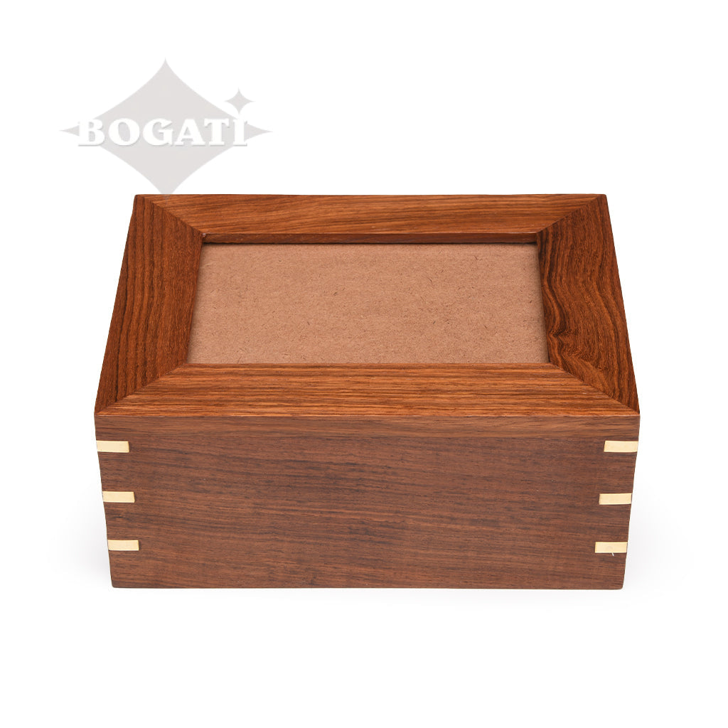MEDIUM - Rosewood Photo Frame Urn -517- Brass coners