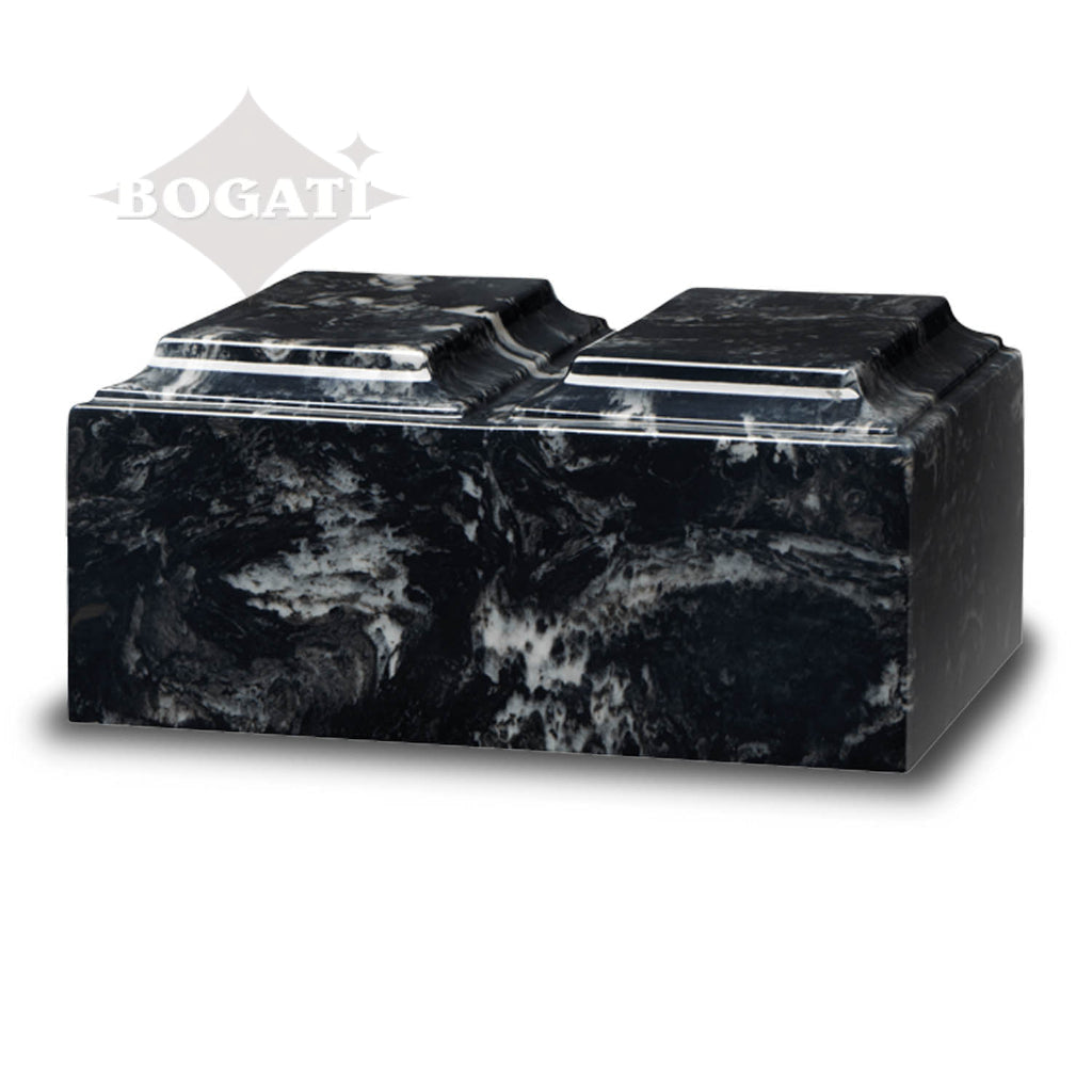ADULT Cultured Marble Tuscany Double Companion Urn Black Marlin