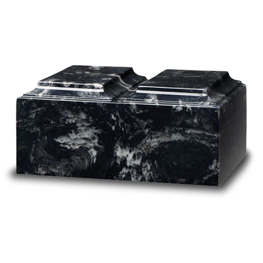 ADULT Cultured Marble Tuscany Double Companion Urn Black Marlin