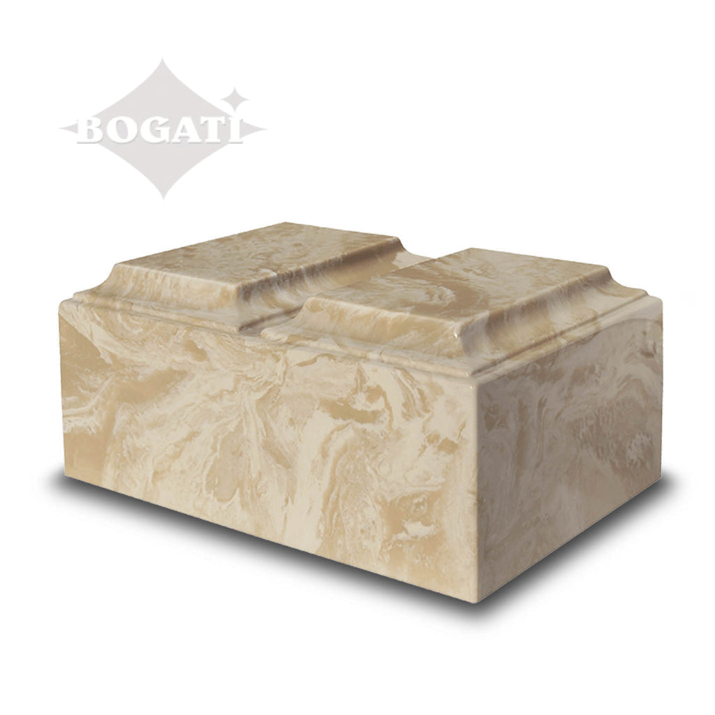 ADULT Cultured Marble Tuscany Double Companion Urn Creme Mocha