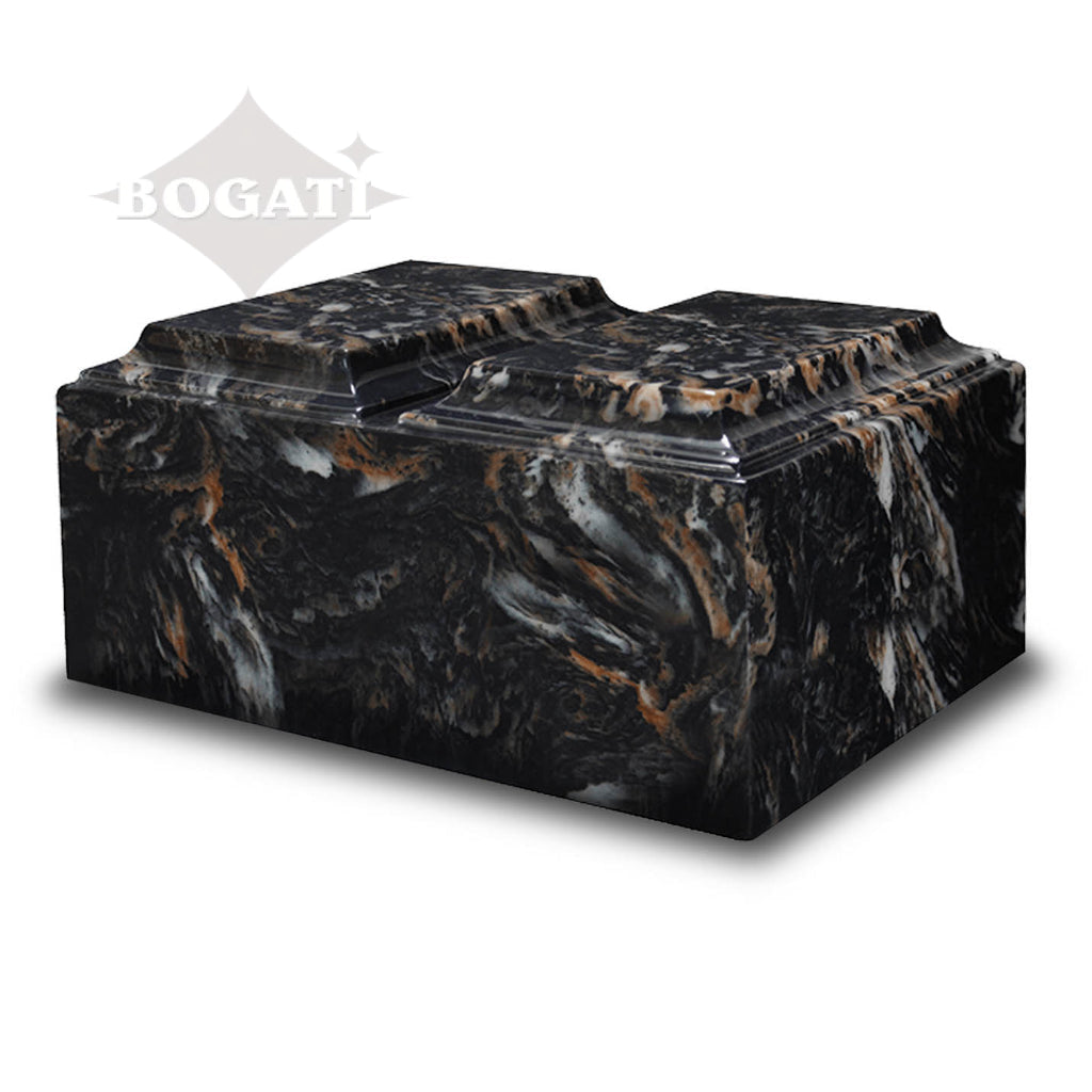ADULT Cultured Marble Tuscany Double Companion Urn Mission Black