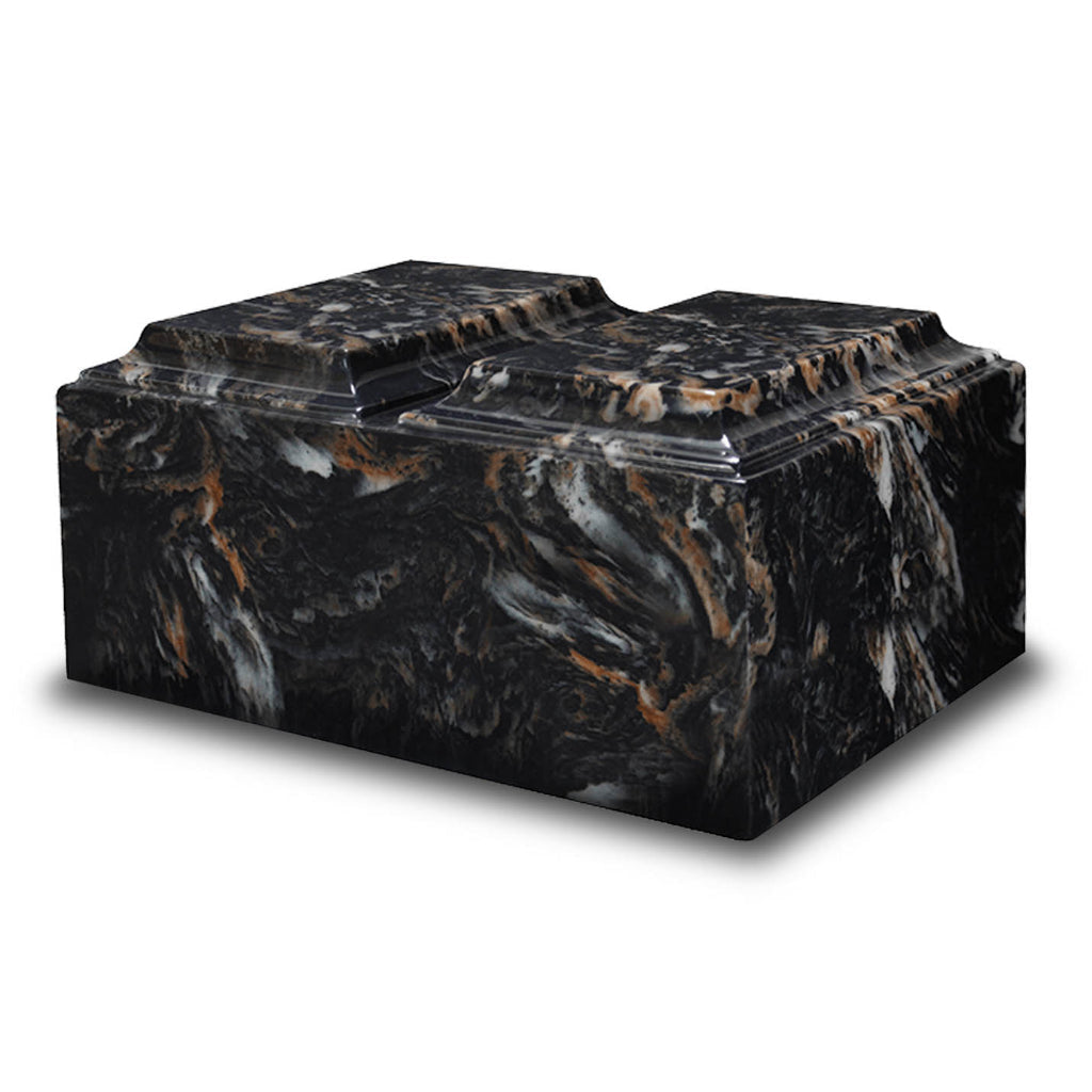 ADULT Cultured Marble Tuscany Double Companion Urn Mission Black