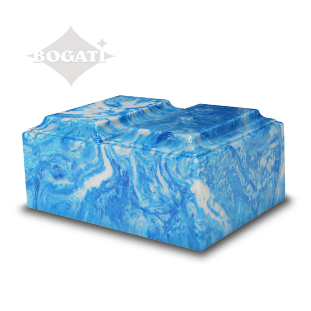 ADULT Cultured Marble Tuscany Double Companion Urn Sky Blue