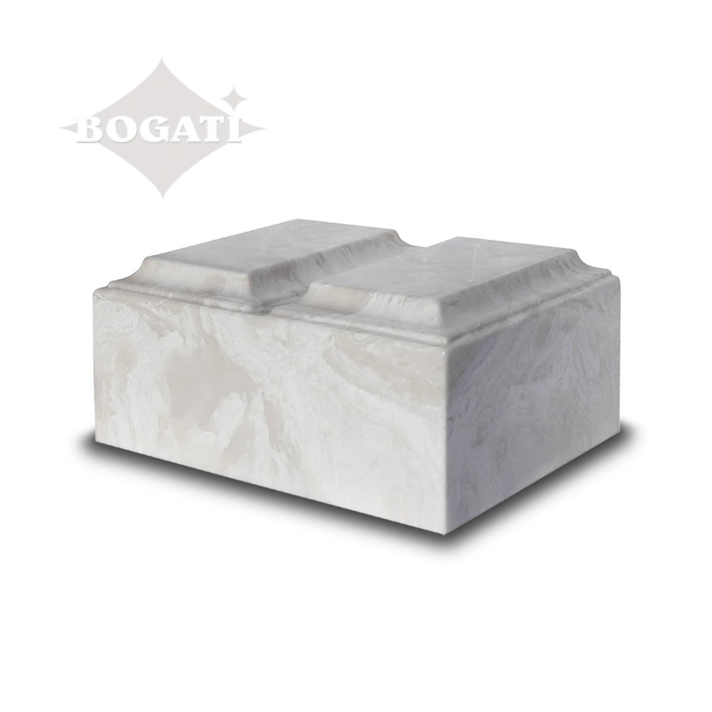 ADULT Cultured Marble Tuscany Double Companion Urn White Carrera