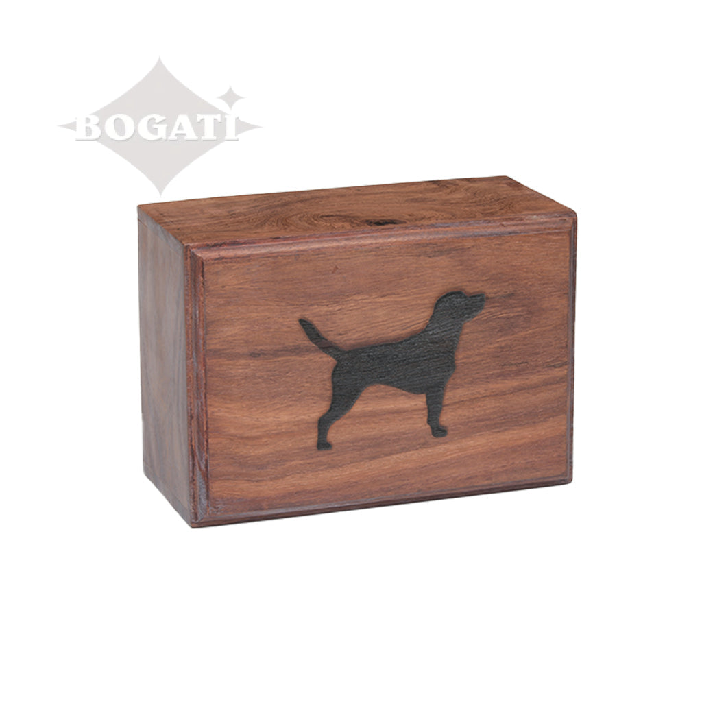IMPERFECT SELECTION - MEDIUM Rosewood Urn -2705- Bevel Edge - Dog Silhouette