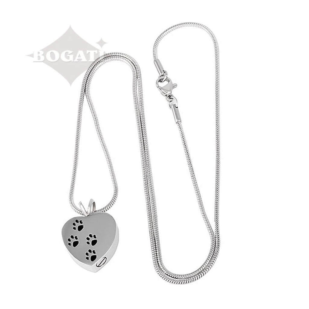 J-004 - Four Paw Print Heart - Pendant with Chain