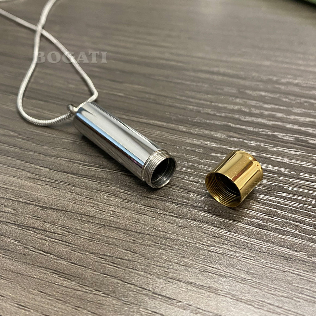 J-1030 - Shotgun Shell - Silver & Gold Tones - Pendant with Chain