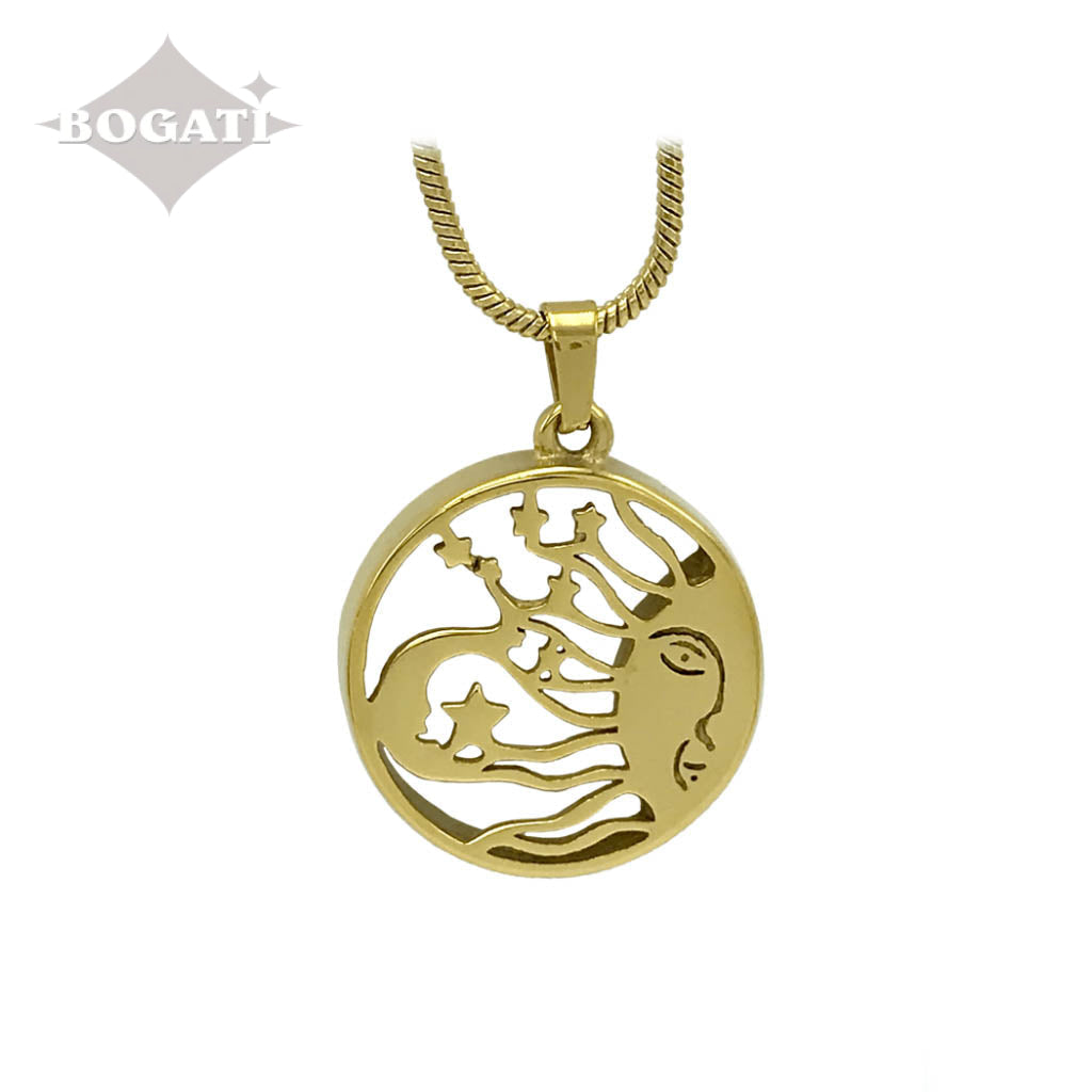J-122 – Sun & Moon - Pendant with Chain - Gold