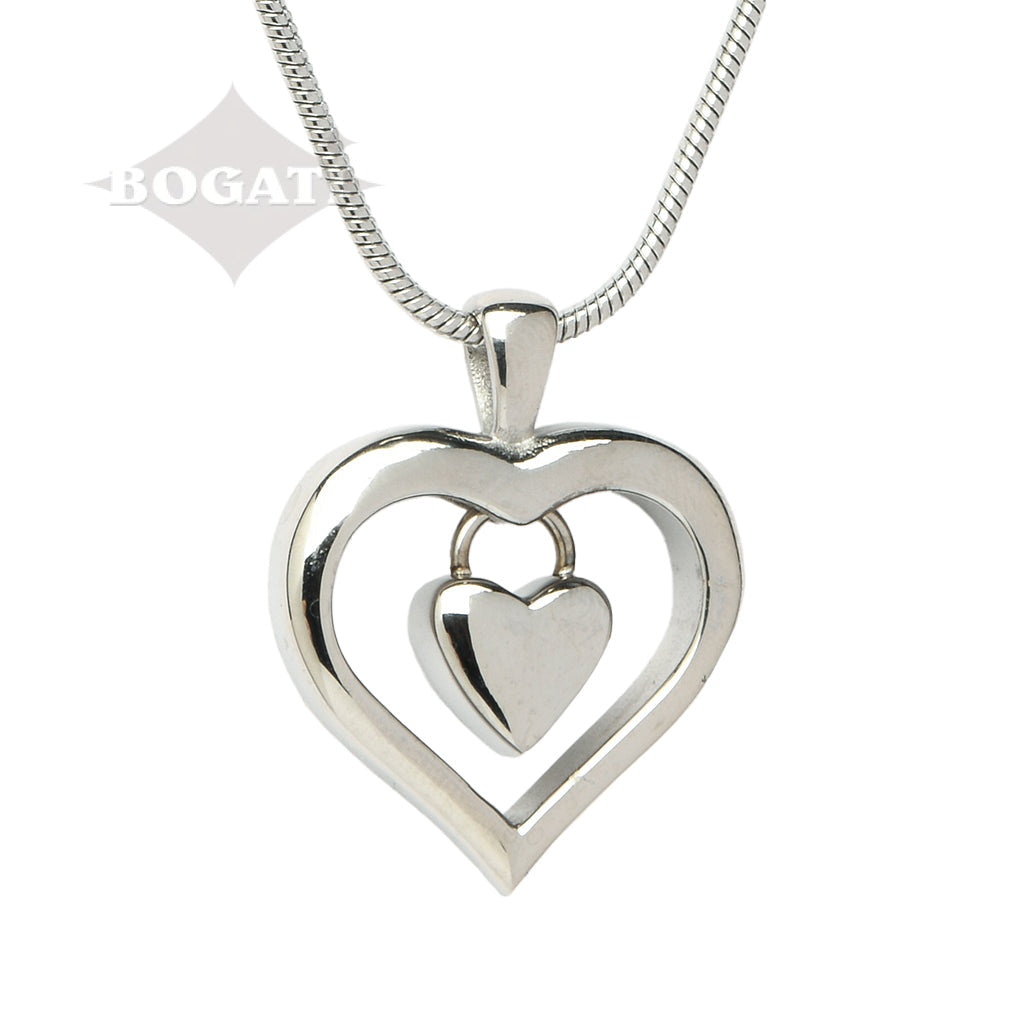 J-269 - Heart Charm - Silver-tone - Pendant with Chain