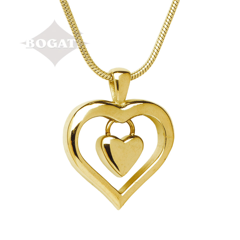 J-269 - Heart Charm - Gold-tone - Pendant with Chain
