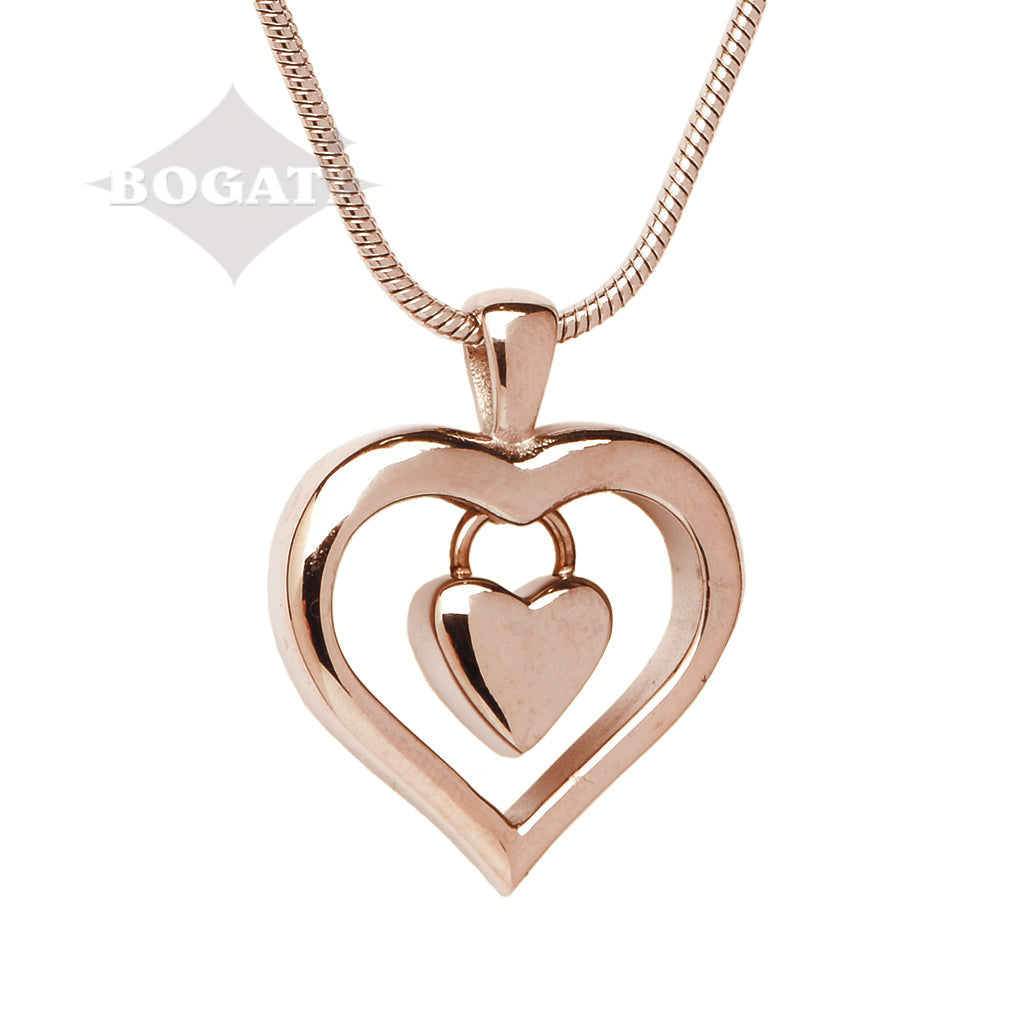 J-269 - Heart Charm - Rose Gold-tone - Pendant with Chain
