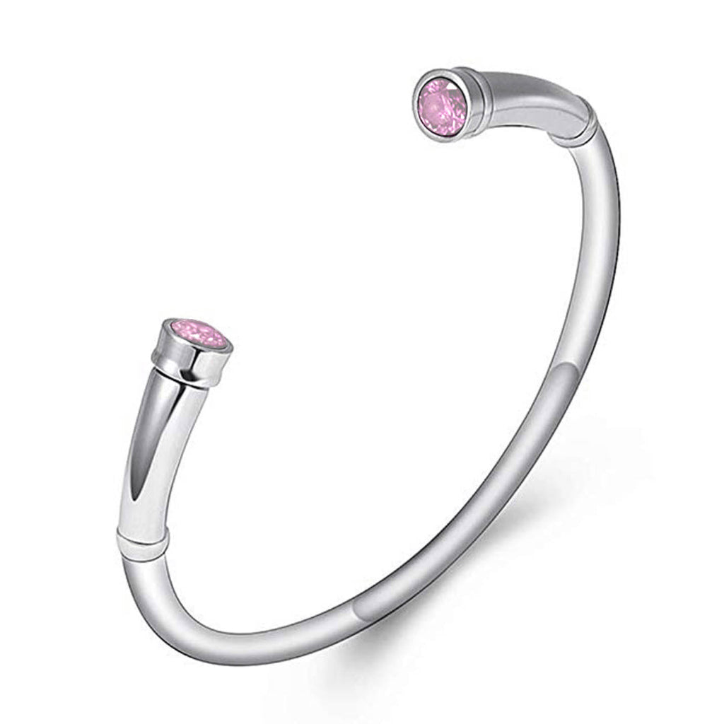 J-BANGLE 01 – Jeweled Silver-tone Bangle with Light rose Crystals